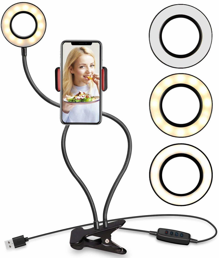 KIMAST BLACK Selfie Ring Light and Cell Phone Webcam Holder