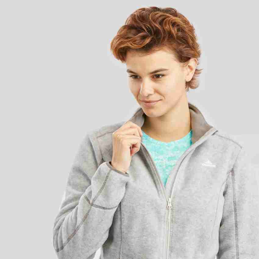 QUECHUA by Decathlon Full Sleeve Solid Women Fleece Jacket - Buy Grey  QUECHUA by Decathlon Full Sleeve Solid Women Fleece Jacket Online at Best  Prices in India