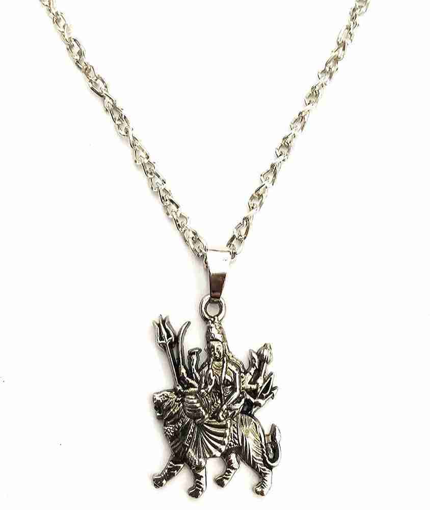KUNDLI GEMS Durga mata rani silver Pendant Locket stylish hindu religious Pendant Jewellery for men women Rhodium Stone Pendant