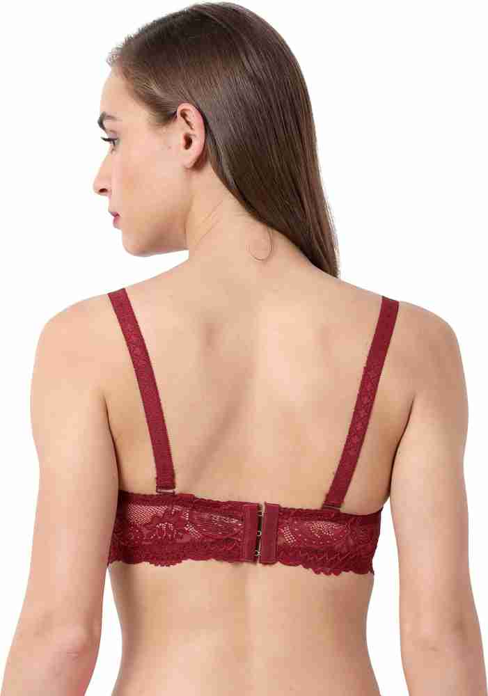 Susie Black Moulded Floral Lace padded Bra Women Balconette