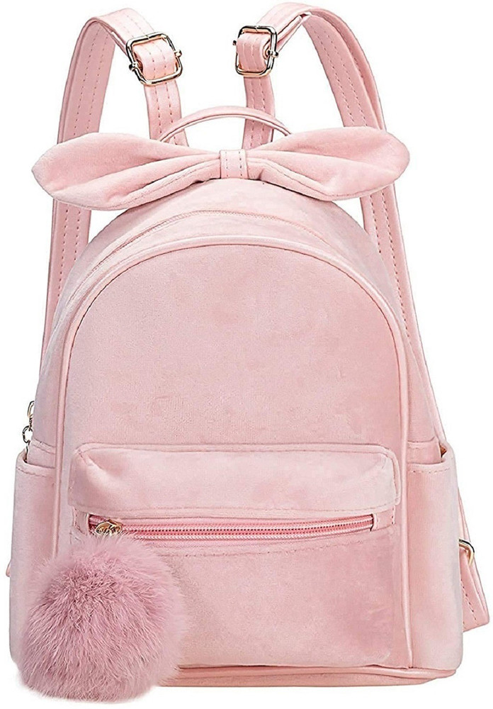 sivum College bags for girls Bowknot Velvet Mini Women Backpacks 12 L Backpack Pink Price in India Flipkart