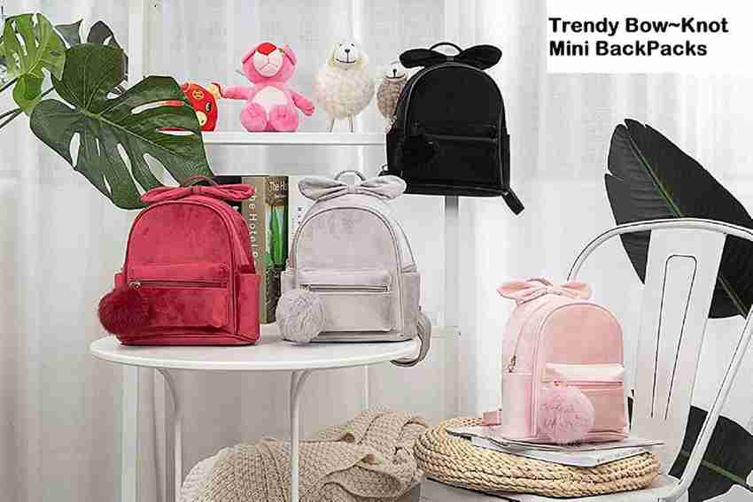 sivum College bags for girls Bowknot Velvet Mini Women Backpacks 12 L Backpack Pink Price in India Flipkart