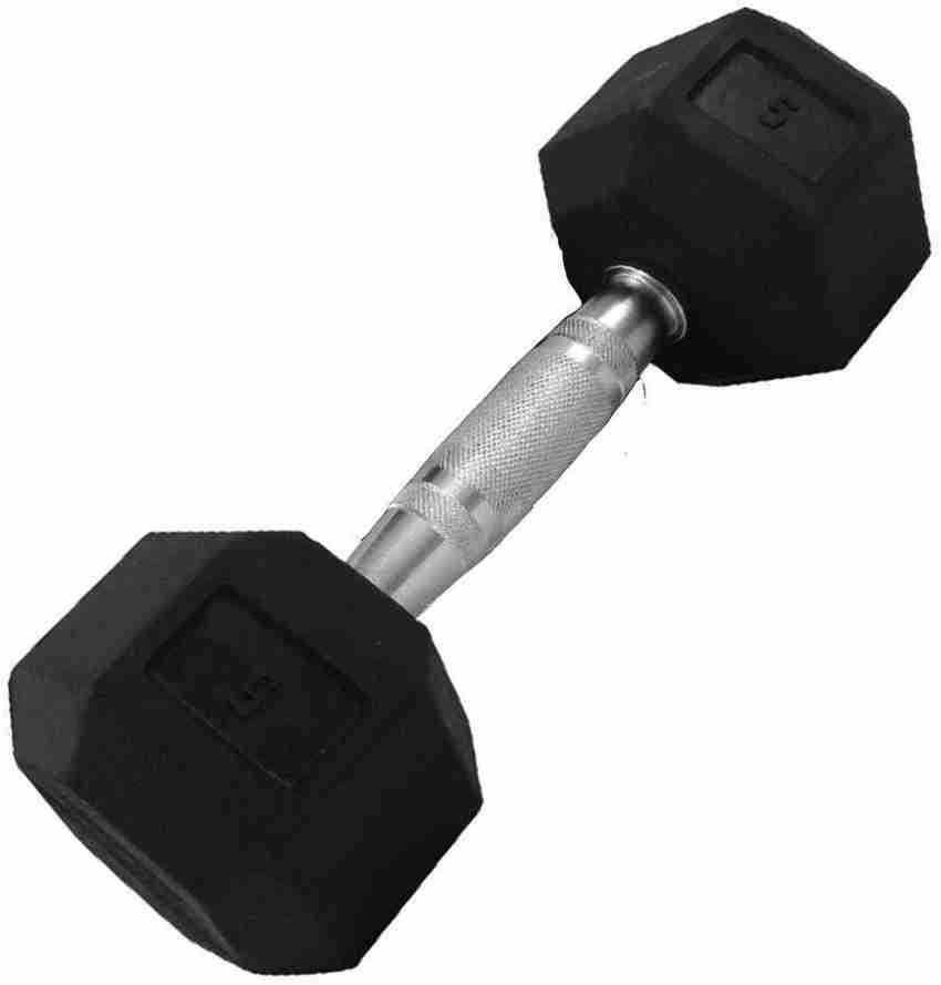 STAYFIT 5kg Rubber Hex Dumbbells for Unisex Pack of 2 Fixed