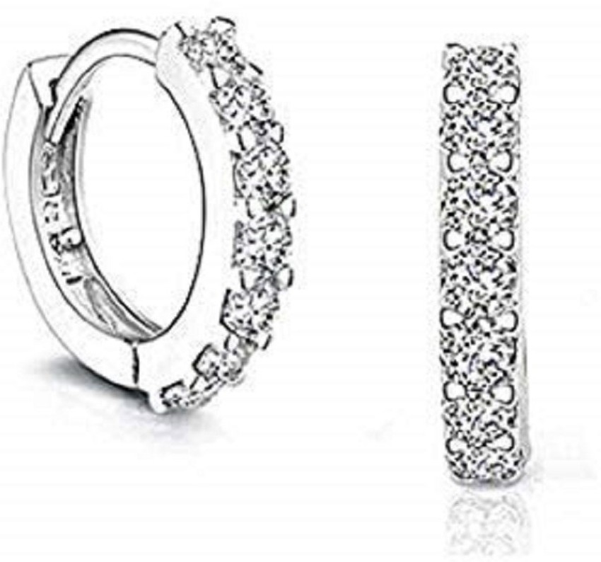 Buy Silver Stainless Steel 14mm Triple Row Dark Gray Hematite Huggies   Inox Jewelry  Inox Jewelry India