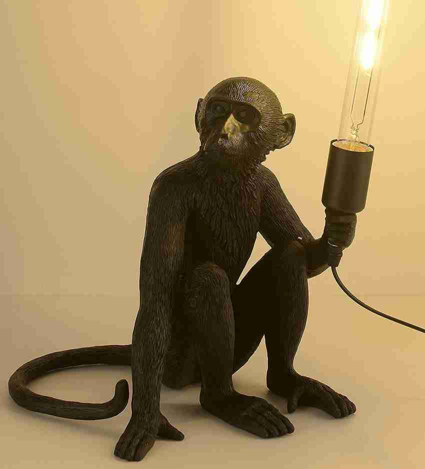 Monkey holding outlet light bulb lamp