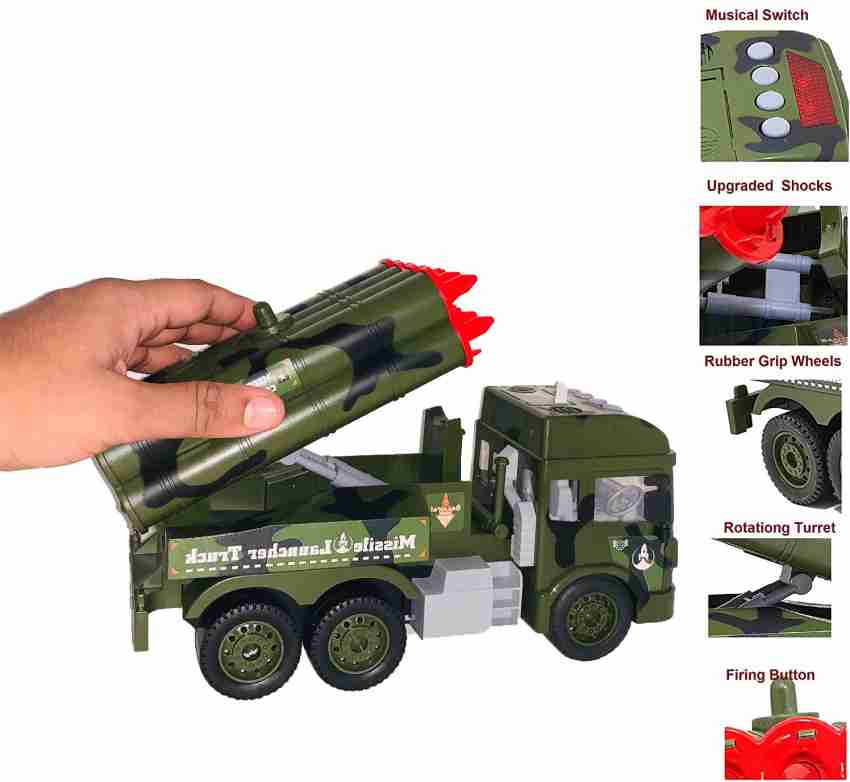 Giftary 1 Big Size Unbreakable Missile Launcher Truck Toy For Children, Babies Playing Toys, Big Size Truck Toy With Lights And Music