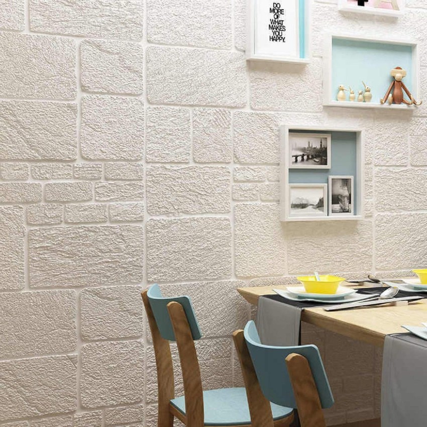 wewell 69.977 cm 3D PE Foam Wall Stickers 3D Self Adhesive Wallpaper DIY  Wall Decor Brick Stickers (70 x 77cm, Appx. 5.8Sq Feet). (White) Self  Adhesive Sticker Price in India - Buy