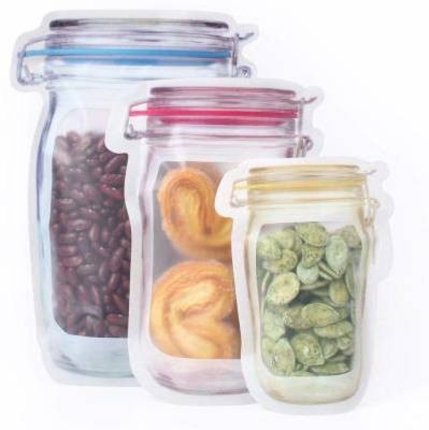 Mason Jar Bags 40 Pcs (10 Size), Reusable Zipper Lock Food Storage Bags Leakproof Mason Jar Food Saver Bags for Snacks, Spice, Nuts and Candy