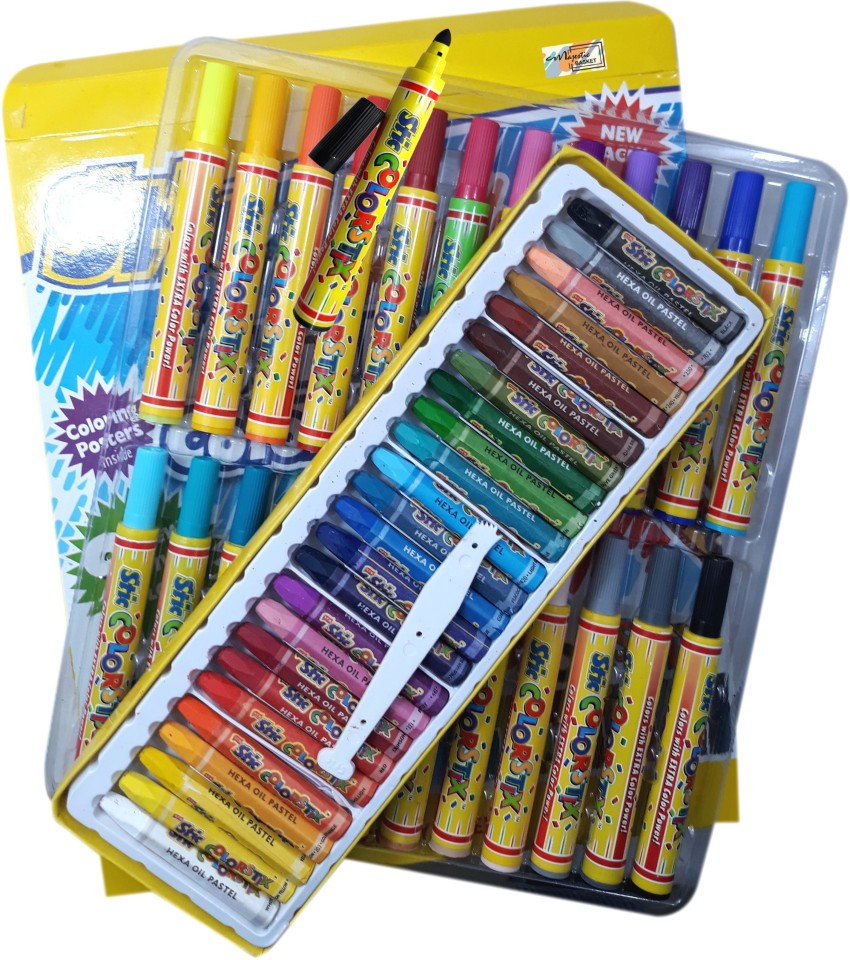 Stic Colorstix Jumbo Colouring Kit Art Markers Colour Sketch Pens Set for  Kids Artists Sketching Drawing