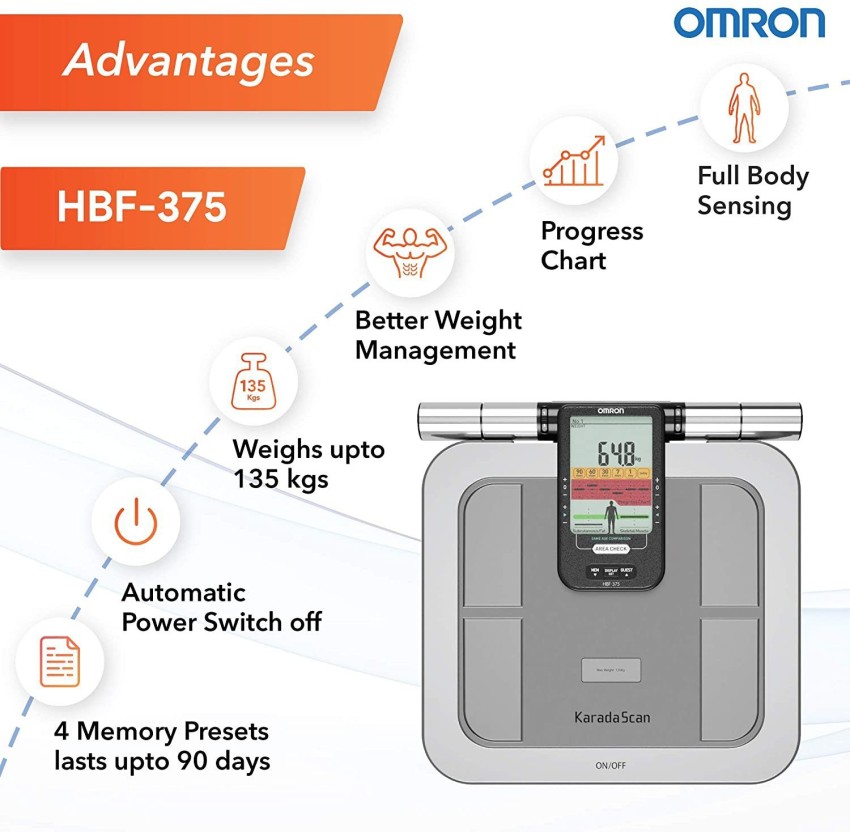 Omron HBF 702T Digital Body Composition Monitor, Silver