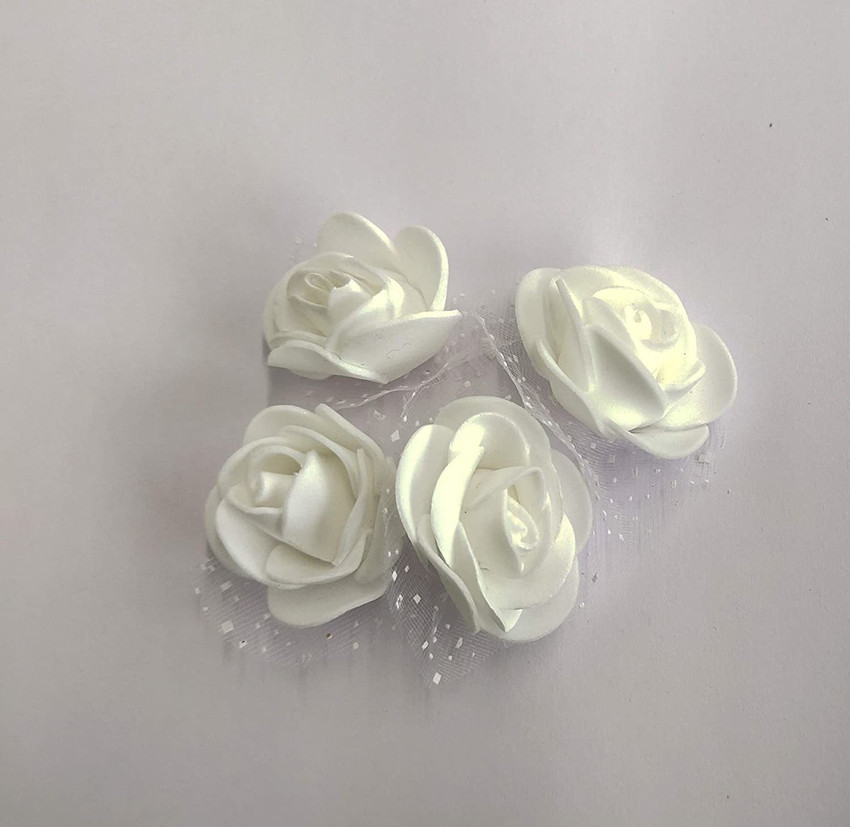Crafto 48pcs Off White Foam Artificial Flowers for Art Craft