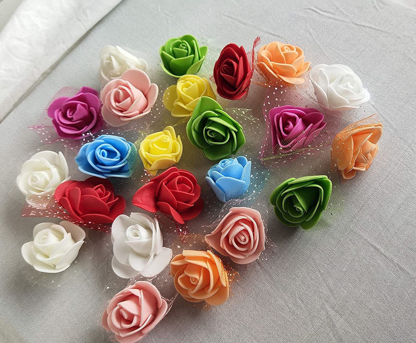 Crafto 48pcs Multicolor Foam Artificial Flowers for Art Craft