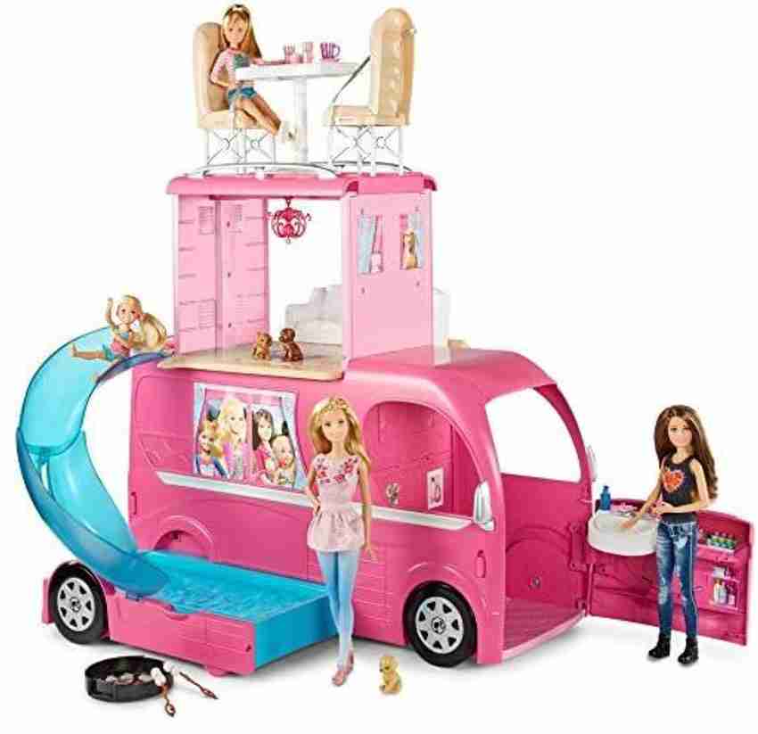 Barbie caravan with top pool