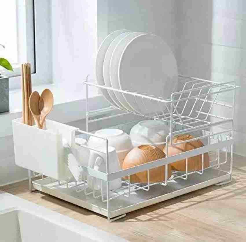 Santentre 2-Tier Dish Drying Rack with Removable Utensil Holder, Over Sink  Dish Drying Rack for Space Saver, Dish Drainers for Kitchen Counter, Rust