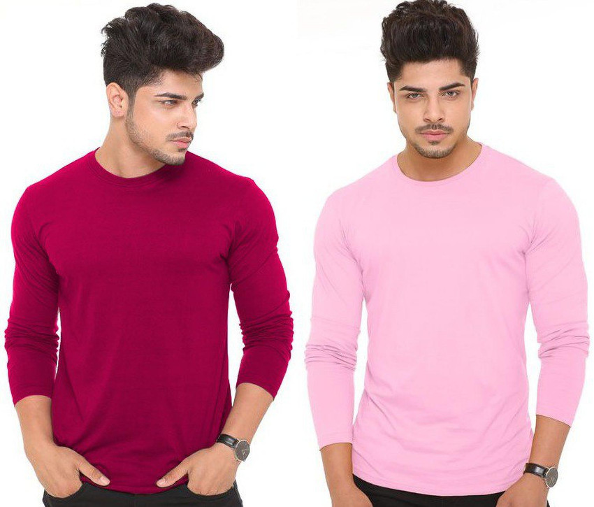 dark pink t shirt mens full sleeve