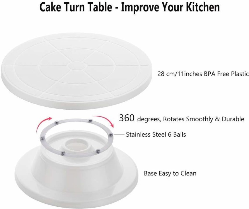 Buy Unknown White Plastic 360 Round Easy Rotate Turntable Revolving Cake  Decorating Stand 28 cm Online at Best Prices in India - JioMart.