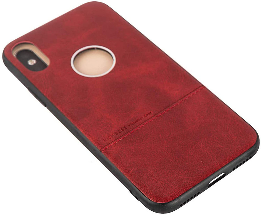 MK Back Cover for Apple iPhone X iPhone XS Leather Logo Case