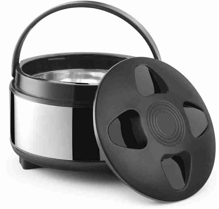 Stainless Steel Thermoware Casserole with Glass Lid| Hot Pot Roti Box with  Lid Set of 3 (4500 X 3Pcs)