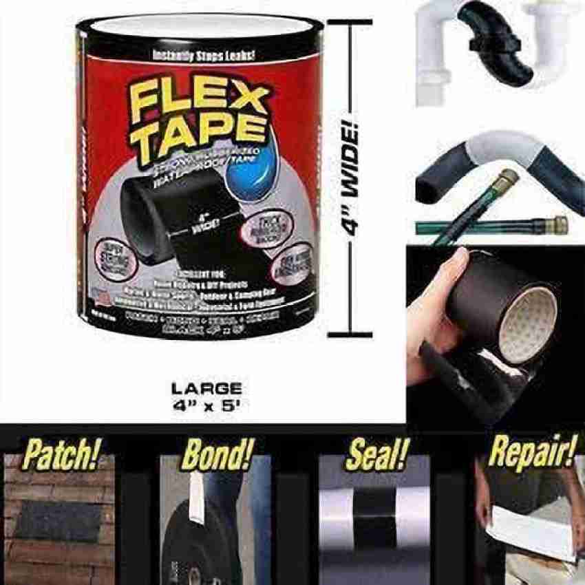 Flex Tape Strong Rubberized Waterproof Tape, 4 inches x 5 feet, White 