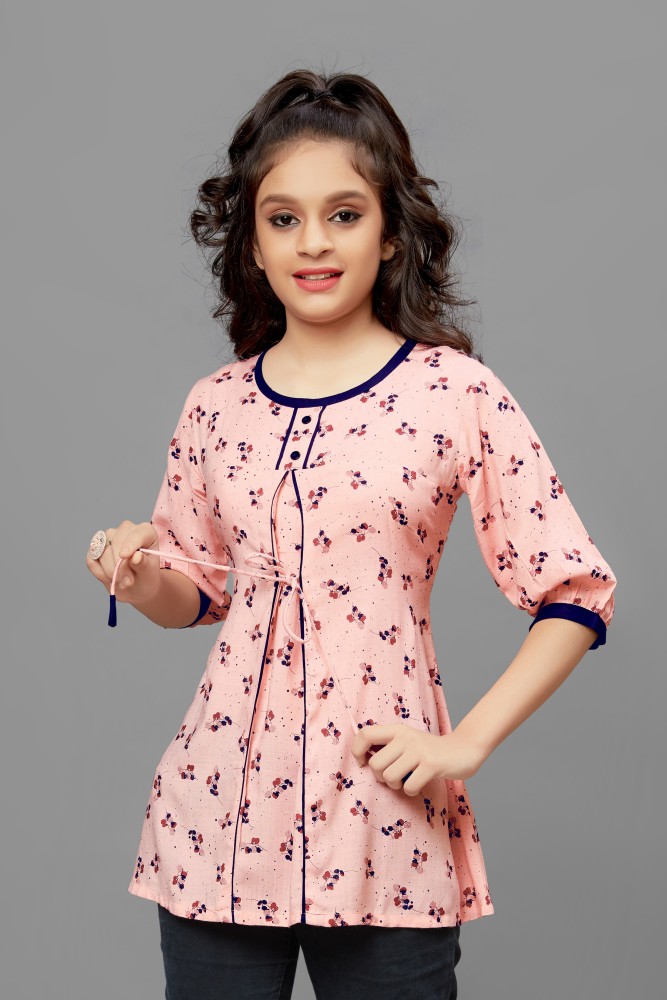 Cotton Rayon Casual Wear stylish tops for girls kids, Medium, Age