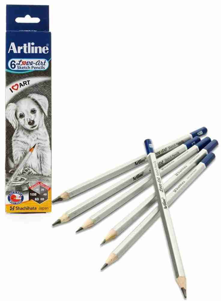 Artline HB, 2B, 4B, 6B, 8B, 10B Sketch Pencil 6Pcs Set : Artline