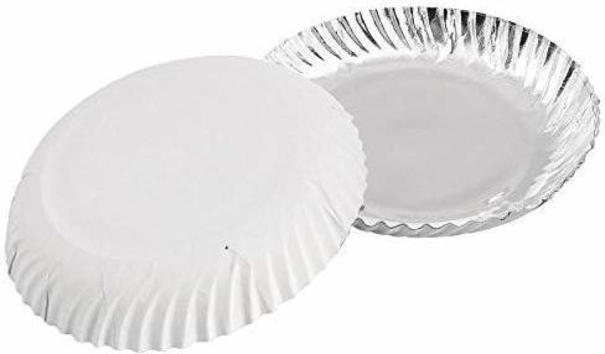 50 Pcs Disposable Paper Tray White Plates Kitchen Restaurant Party