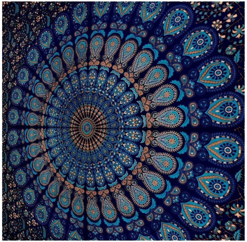 Art World Blue Twin Mandala Tapestry Wall Hanging Indian Cotton Tapestries  Bedspread Picnic Beach Throw Blanket Wall Art Hippie Tapestry Bed Cover  (Blue, Twin) Blue Twin Mandala Tapestry Tapestry Price in India 