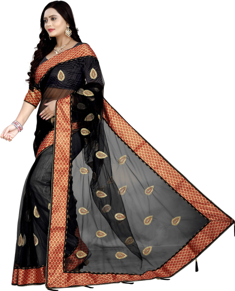 Buy under 1000 Embroidered Bollywood Net Black Sarees Online