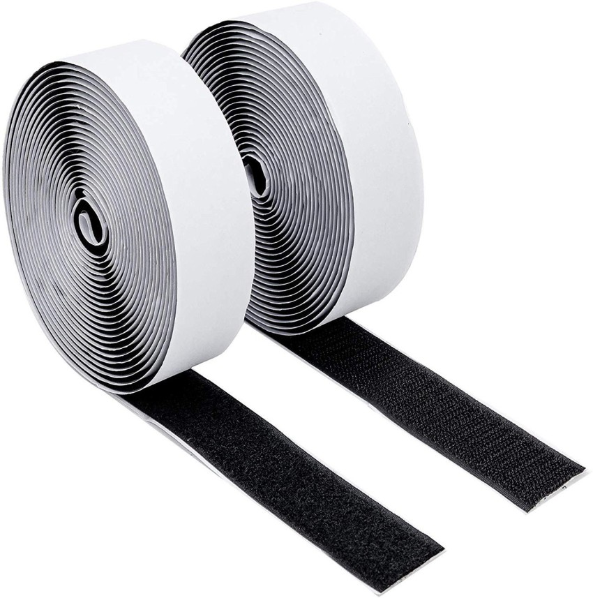 Velcro Strong Hook and Loop Fastener Mounting Tape | 1 inch x 4 inch | 15  Sets | Self Adhesive | Black Color | Velcro for decoration and other craft