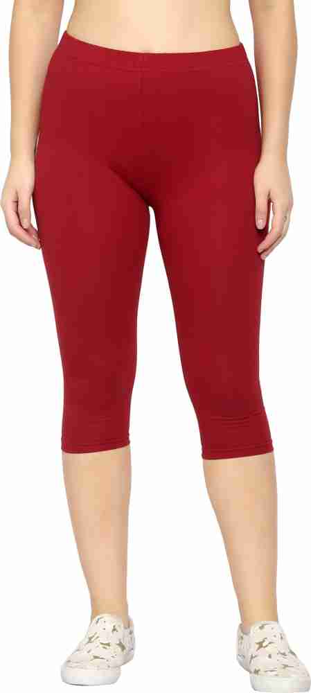 EHA Women's Calf Length Cropped Leggings Cotton Lycra Fabric Slim Fit 3/4th  Capri