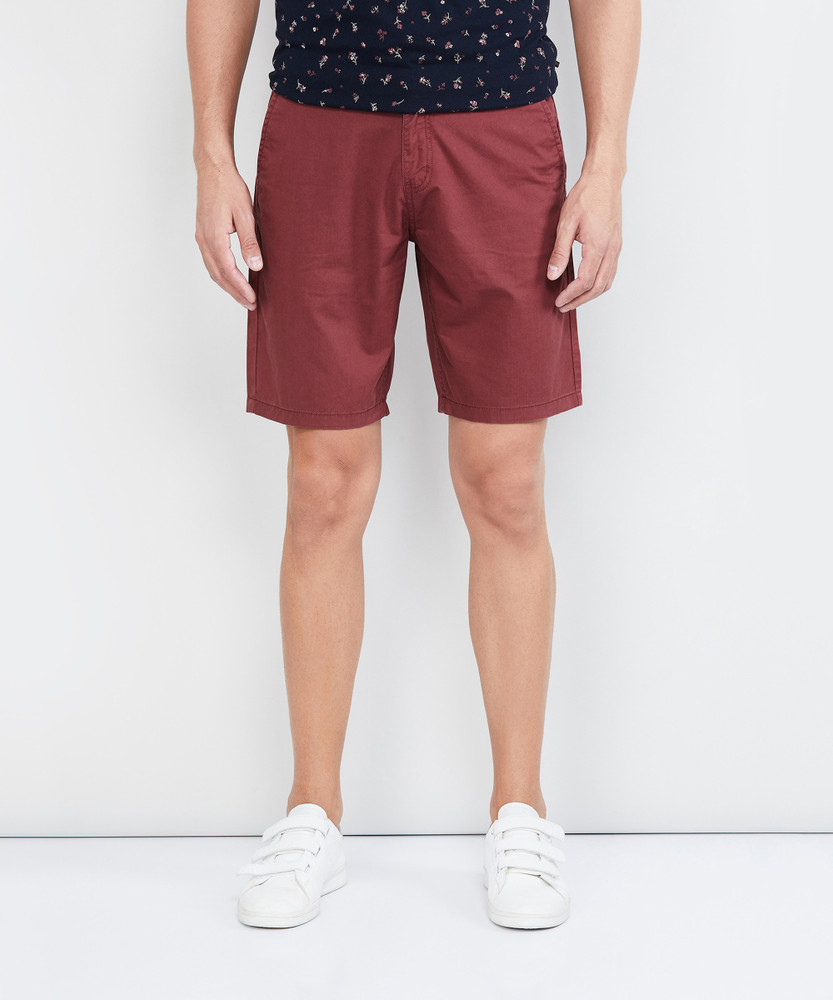 MAX Solid Men Red Chino Shorts Buy MAX Solid Men Red Chino