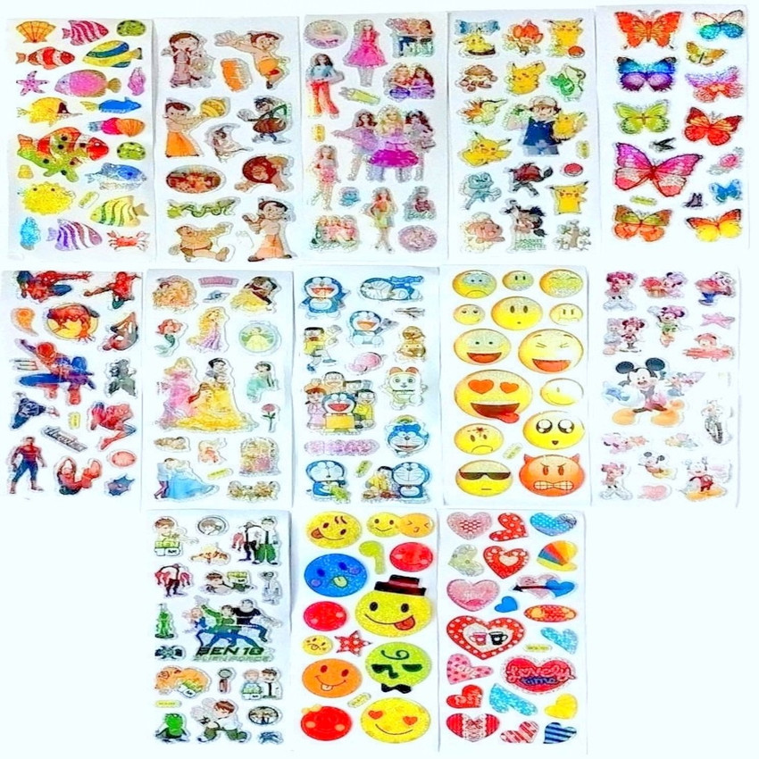 Super Easy 0.8 cm Ben10 Character Puffy 3D Cute Funny Stickers (10 Sheets)  Self Adhesive Sticker Price in India - Buy Super Easy 0.8 cm Ben10  Character Puffy 3D Cute Funny Stickers (