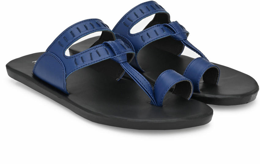 Blue leather flip flops deals