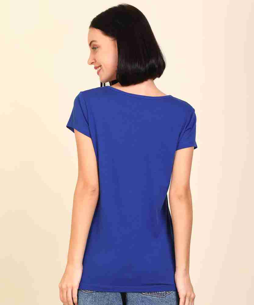 Ajile By Pantaloons Printed Women Round Neck Blue T-Shirt - Buy