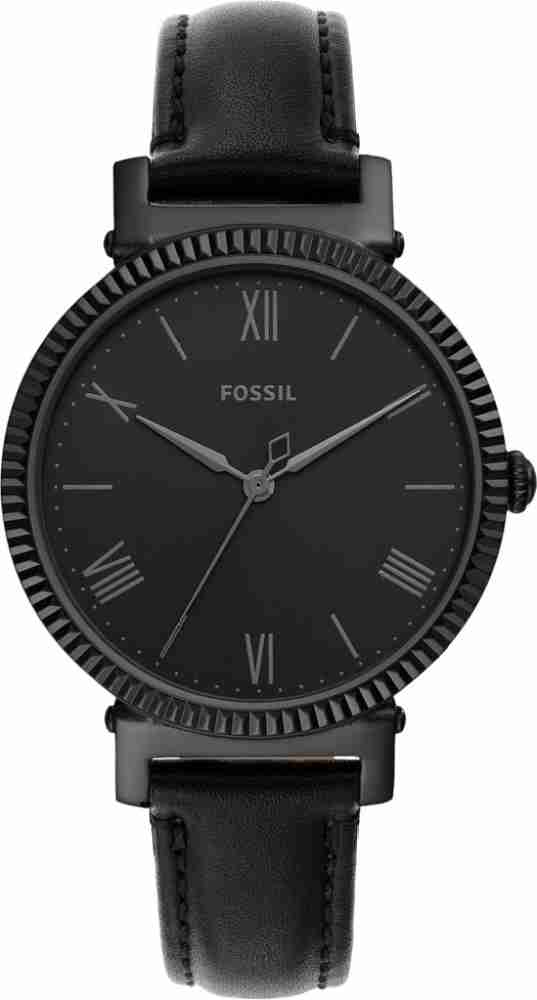 All black fossil online watch women's