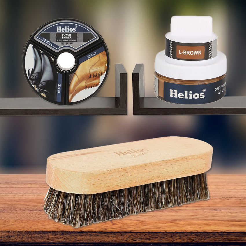 Helios Shoe Accessories Kit 1 Power Shiner 1 Light Brown Shoe