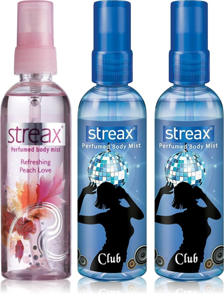 Streax Body Mist Peach Love Club Club 100ml Pack Of 3 Price in