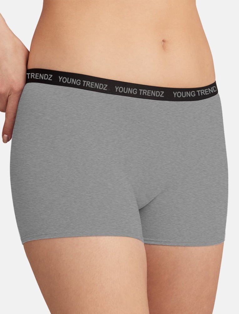 Young trendz Women Boy Short Grey Panty - Buy Young trendz Women Boy Short Grey  Panty Online at Best Prices in India