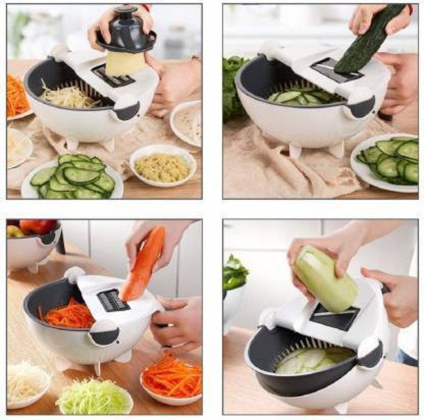 9 in 1 Multifunction Magic Rotate Vegetable Cutter Basket Chopper Kitchen  Tools