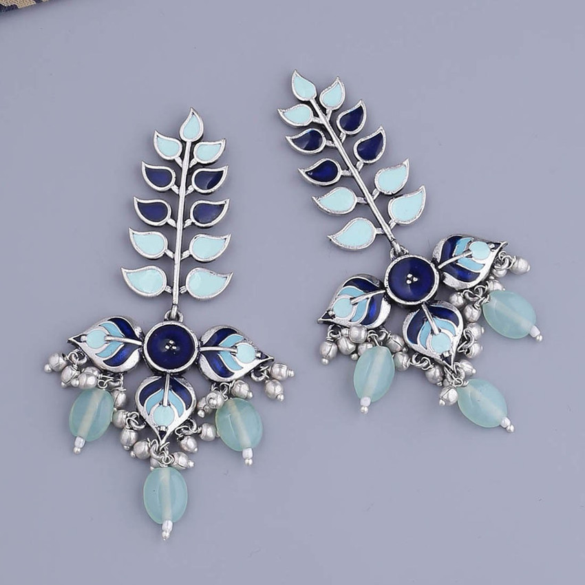 Flipkart Buy Voylla Bagh E Fiza Leaves Long Drop Earrings Brass Drops Danglers Online at Best Prices in India