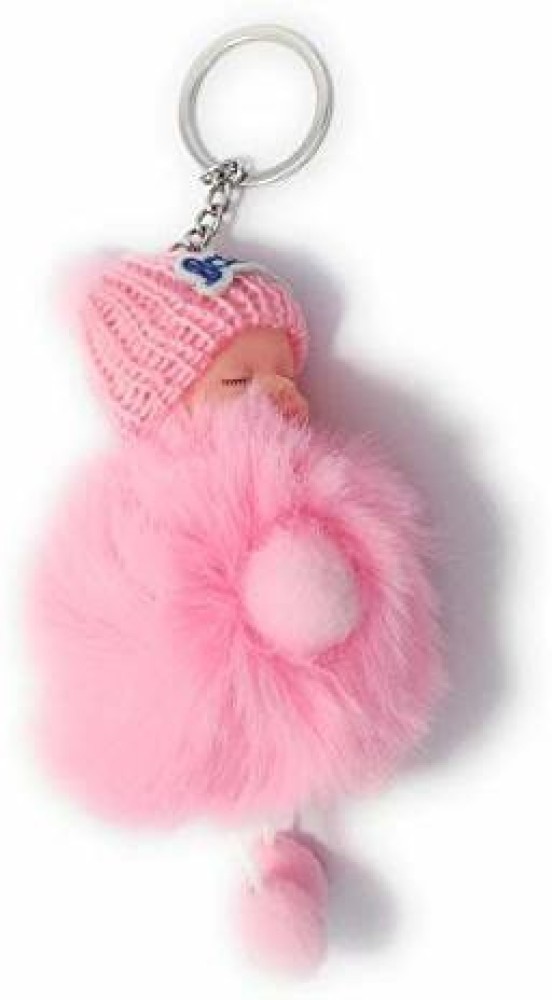 Light pink store pom pom keychain