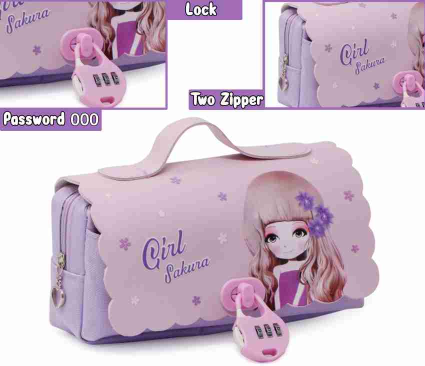 Tenbip Kawaii Pencil Case Cute Pencil Case Aesthetic Cute Pencil Pouch Cute Stationary Kawaii School Supplies for Teen Girls (Purple)