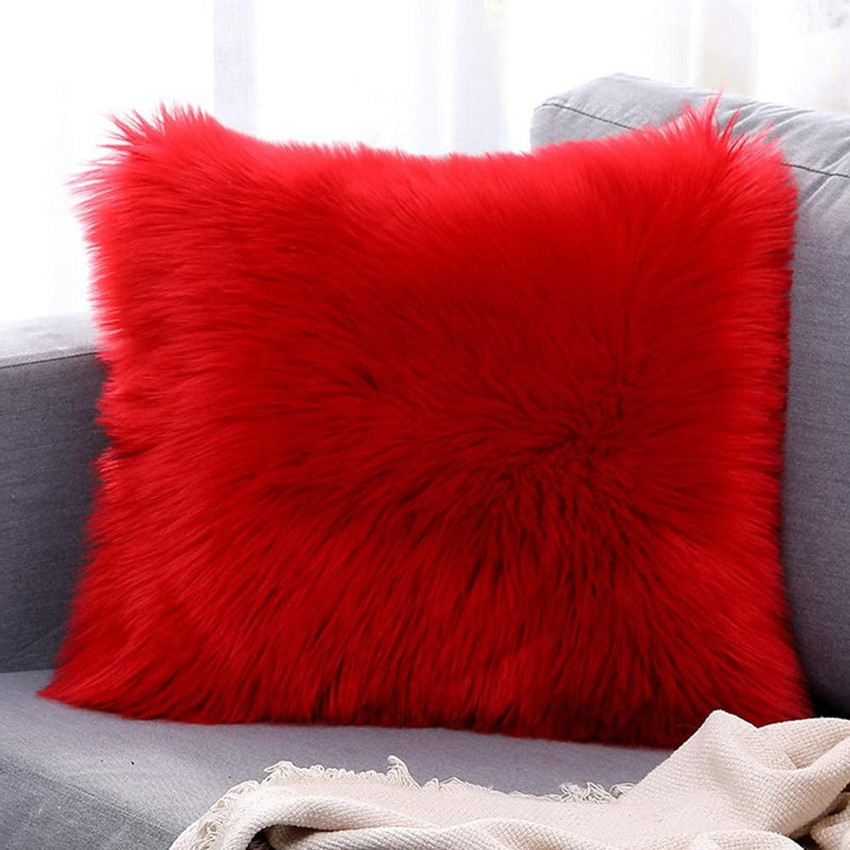 Angel Mommy Fur Cushions with Insert Filler Microfibre Solid Cushion Pack of 1