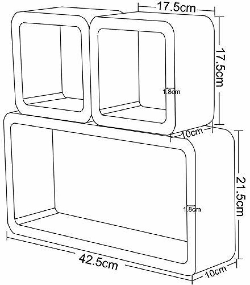 Lavish Home Decorative Floating Cube Wall Shelves in White (Set of