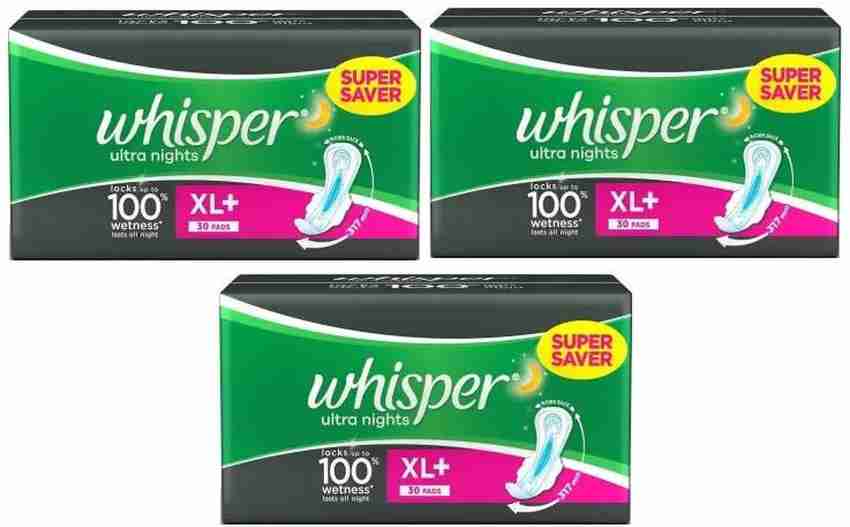 Whisper Ultra Overnight Sanitary Pads with Wings - 30 Pieces (XL