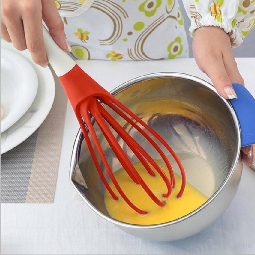 Collapsible 2-In-1 Balloon/Flat Whisk Manual Egg Beater Foldable Egg  Frother for Blending Whisking Stirring Kitchen Use Egg Tool