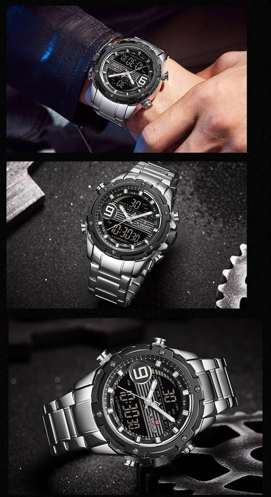 NAVIFORCE NF9146 Silver NF9146 Analog Digital Watch For Men