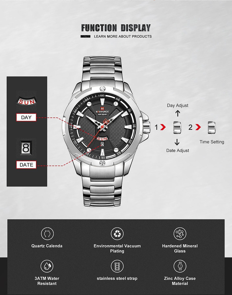 NAVIFORCE NF9161 Silver NF9161 Analog Watch For Men Buy