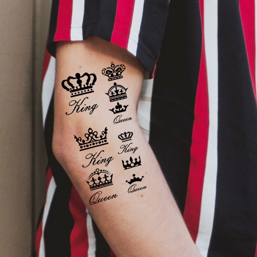 King Queen Crown Temporary Tattoo Sticker Waterproof Men Women