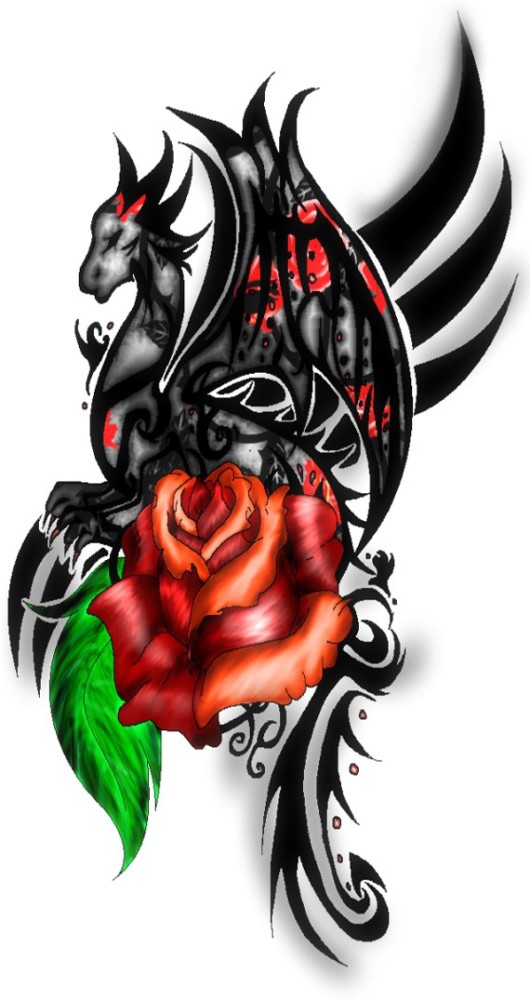 Dragon Rose Tattoo design by Aylabur on DeviantArt